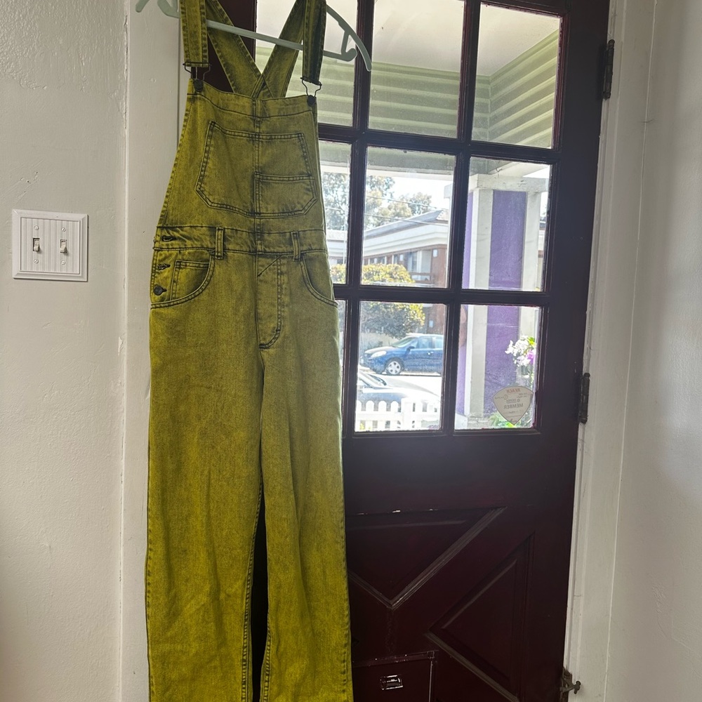 We The Free Ziggy Denim Overalls in Acid Yellow
